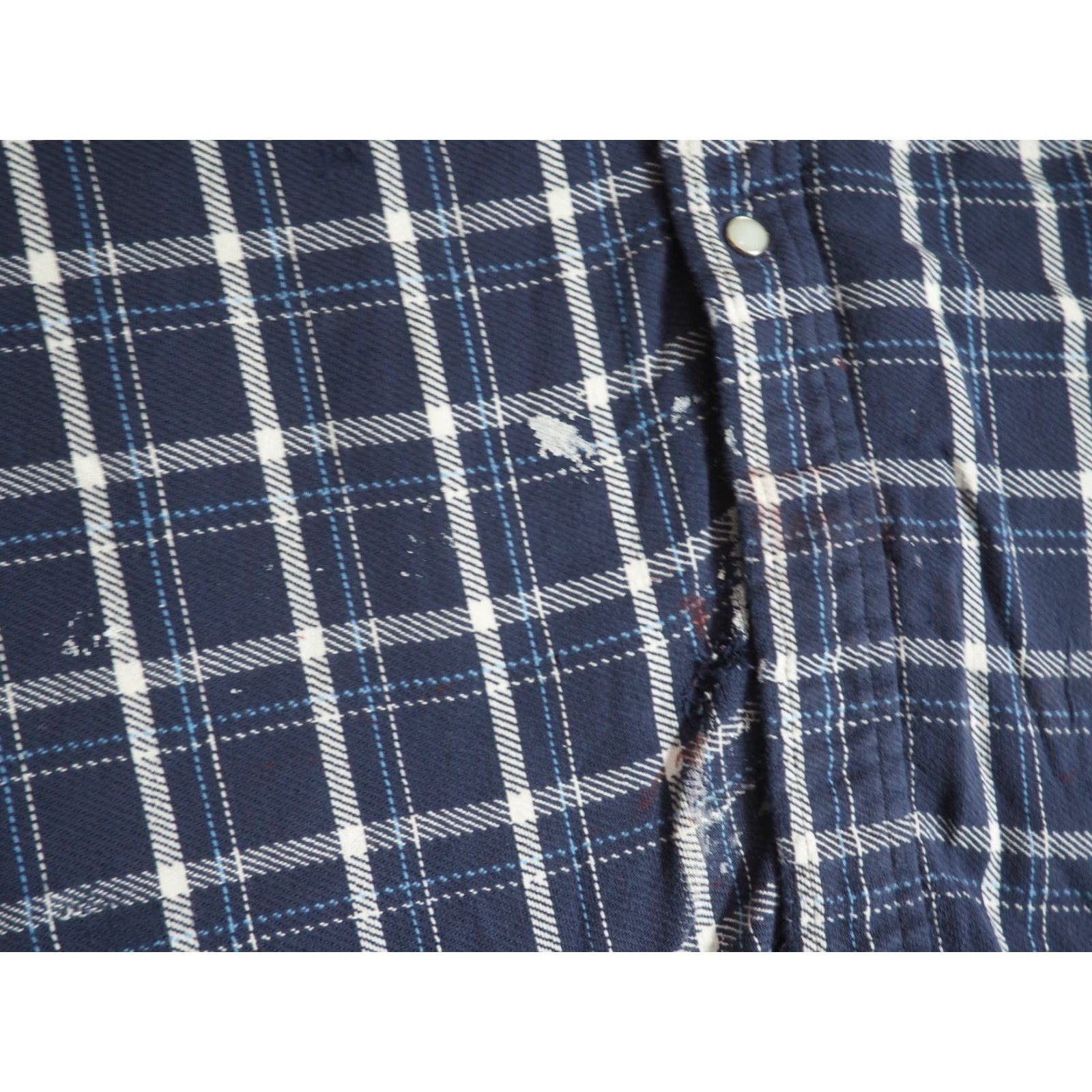 Vintage VTG Saddle King Cotton Blue White Western Flannel Grunge Pearl Snap Shirt 2X Size US XXL / EU 58 / 5 - 6 Thumbnail