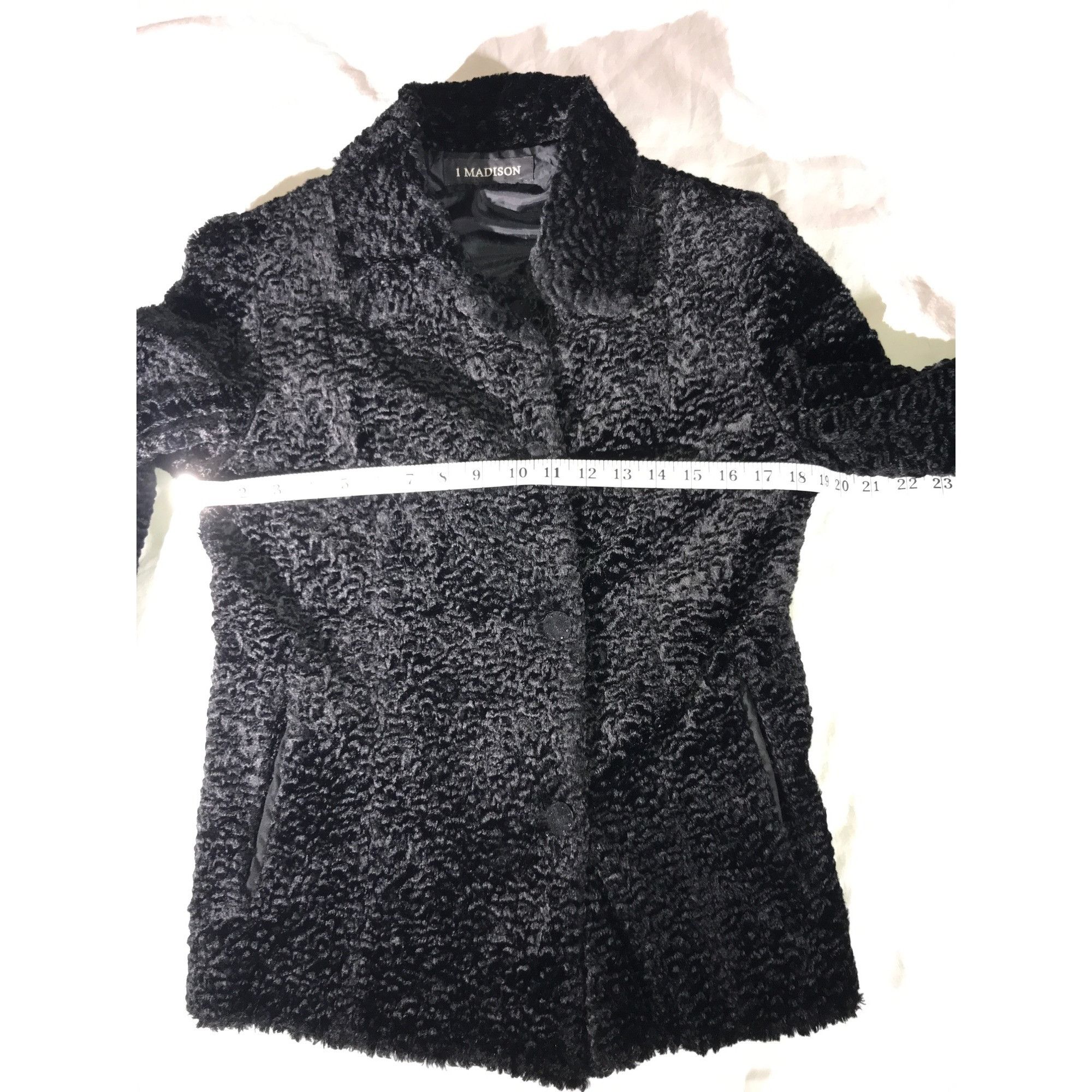 Vintage 1Madison Women's Black Persian Lamb Faux Fur Jacket Coat Size S / US 4 / IT 40 - 5 Thumbnail