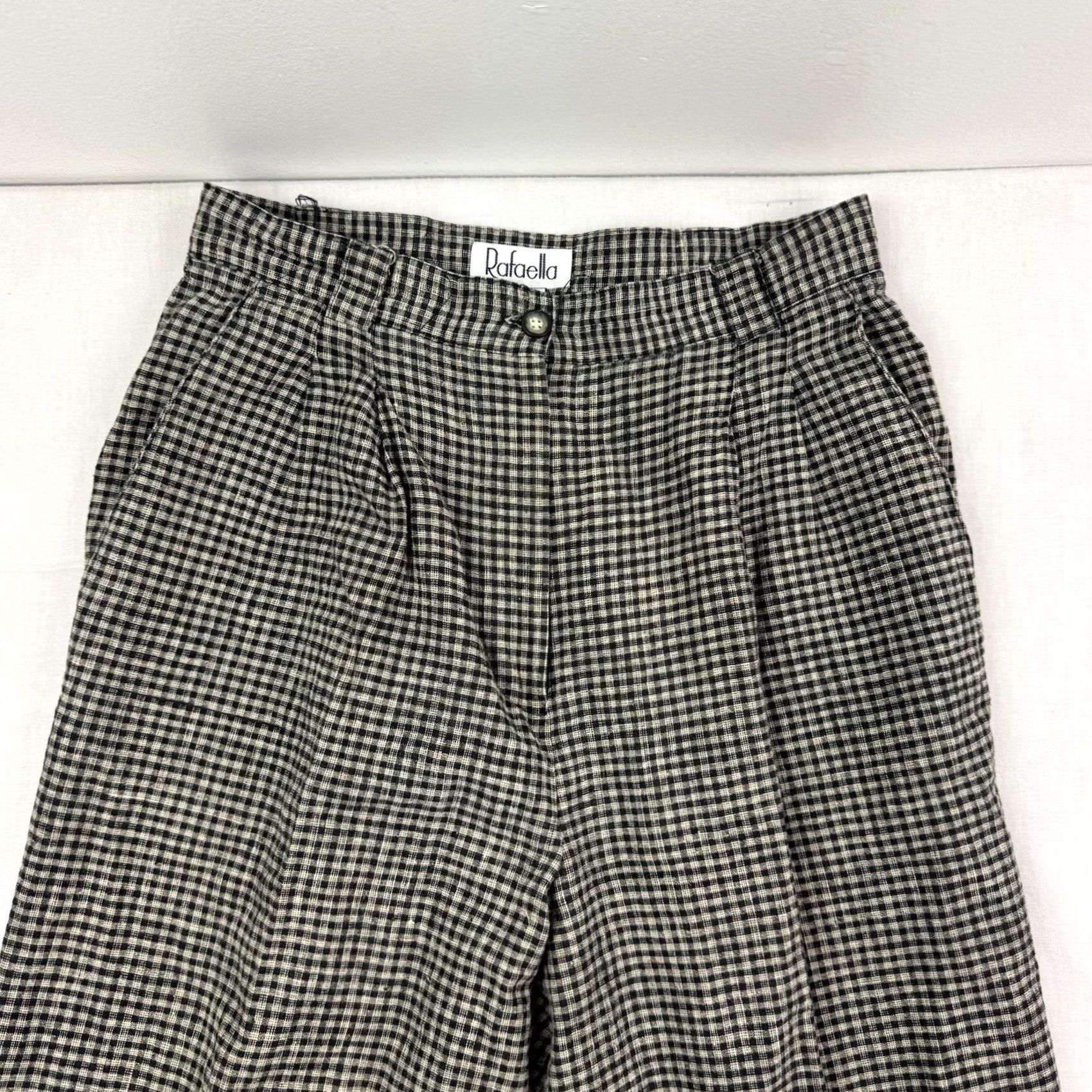 Vintage VINTAGE Rafaella Pants Womens 10 Linen Cotton Plaid Trousers Hipster 80s 90s Size 32" / US 10 / IT 46 - 2 Thumbnail