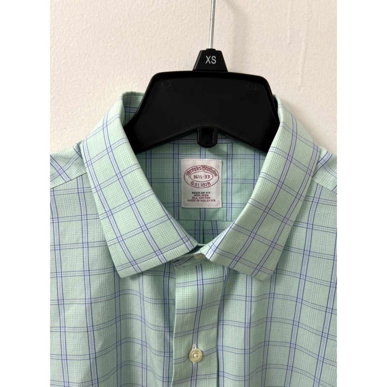 Brooks Brothers Brooks Brothers Shirt Mens 16.5 Green Plaid Non Iron All Cotton Button Up L/S Size US XL / EU 56 / 4 - 5 Thumbnail