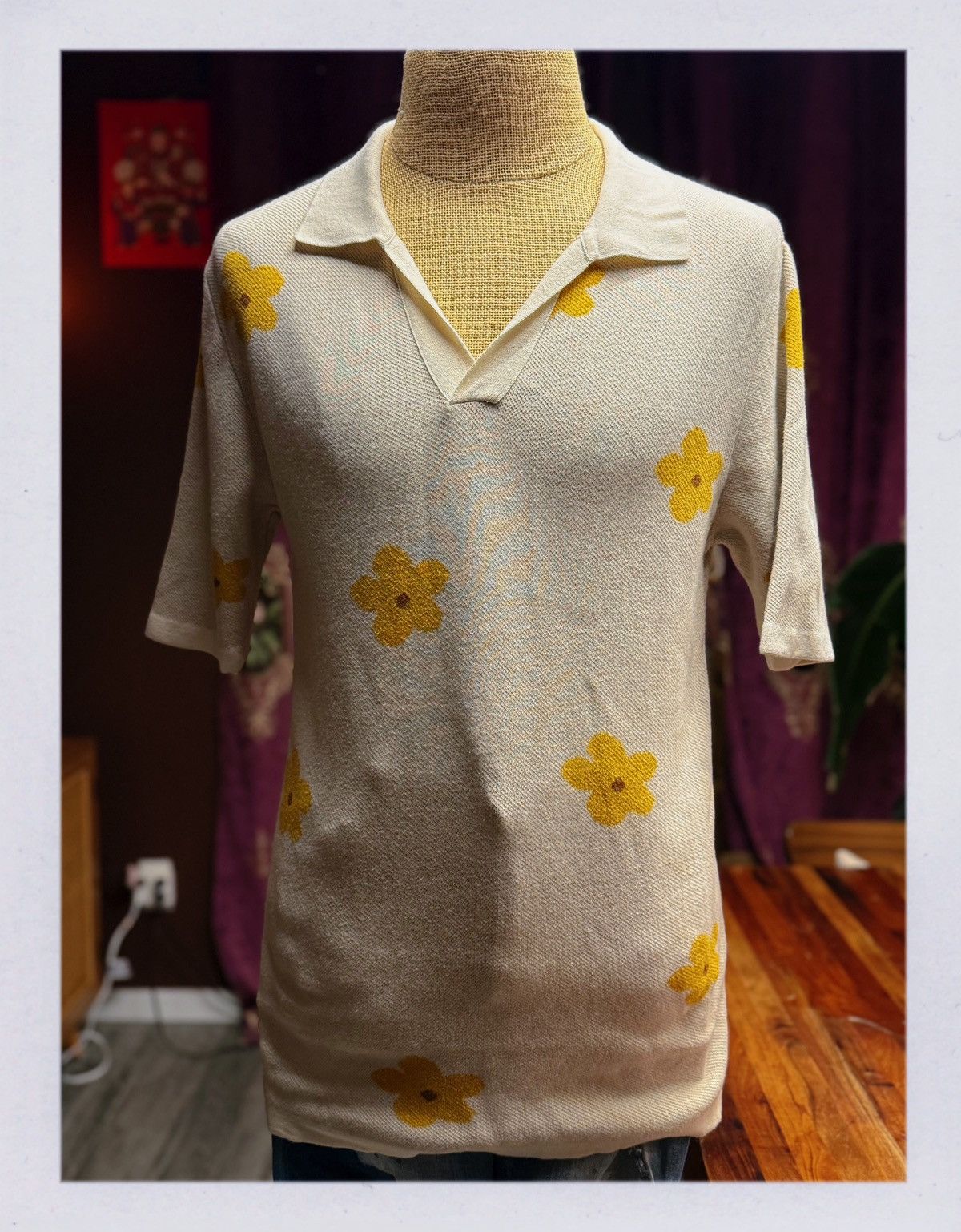 Asos 🌼 Retro Knit Flower Shirt Size US M / EU 48-50 / 2 - 2 Thumbnail