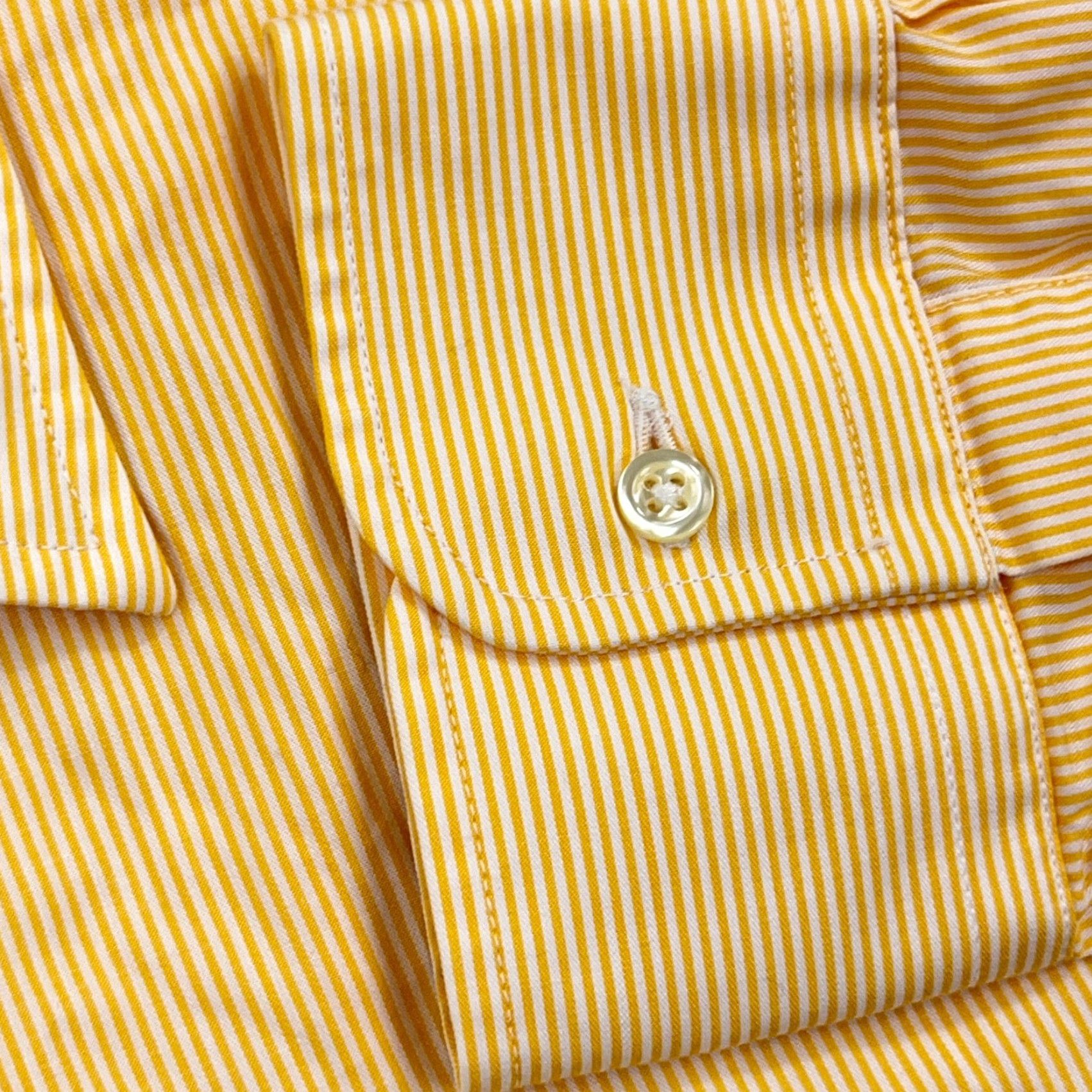 Vintage Gitman Bros Gold Shirt Men L Yellow Striped Button Up Dress Made USA Size 42R - 5 Thumbnail