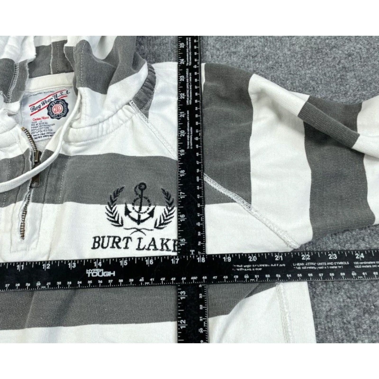 Vintage VINTAGE Rag Wear USA Hoodie Shirt Adult Small White 90s Striped 1/4 Zip Embroidered Crest Mens Size US S / EU 44-46 / 1 - 4 Thumbnail
