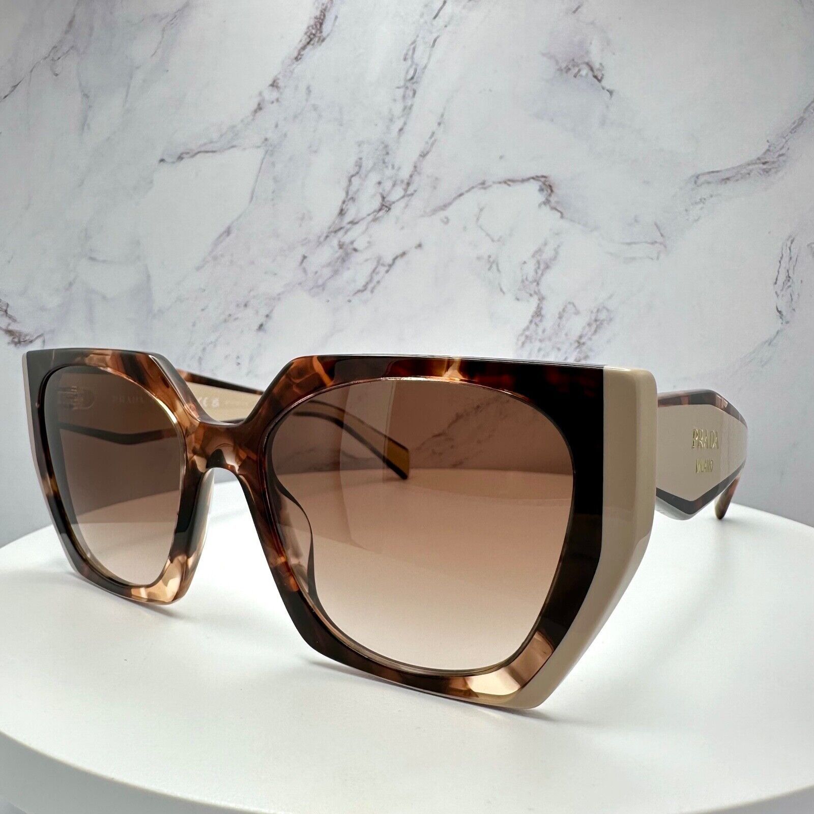 Prada New PRADA Sunglasses Symbole Logo Brown Beige Tortoise Gold Size ONE SIZE - 21 Thumbnail