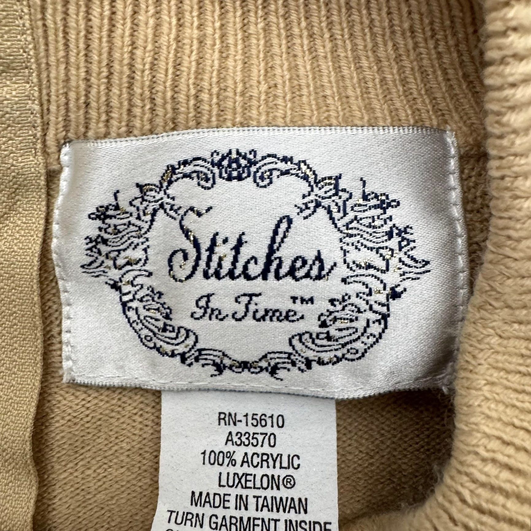 Vintage VINTAGE Stitches In Time Sweater 1X Plus Beige Knit Raglan Sleeve Mock Neck Zipper Pullover Womens Size XL / US 12-14 / IT 48-50 - 5 Thumbnail