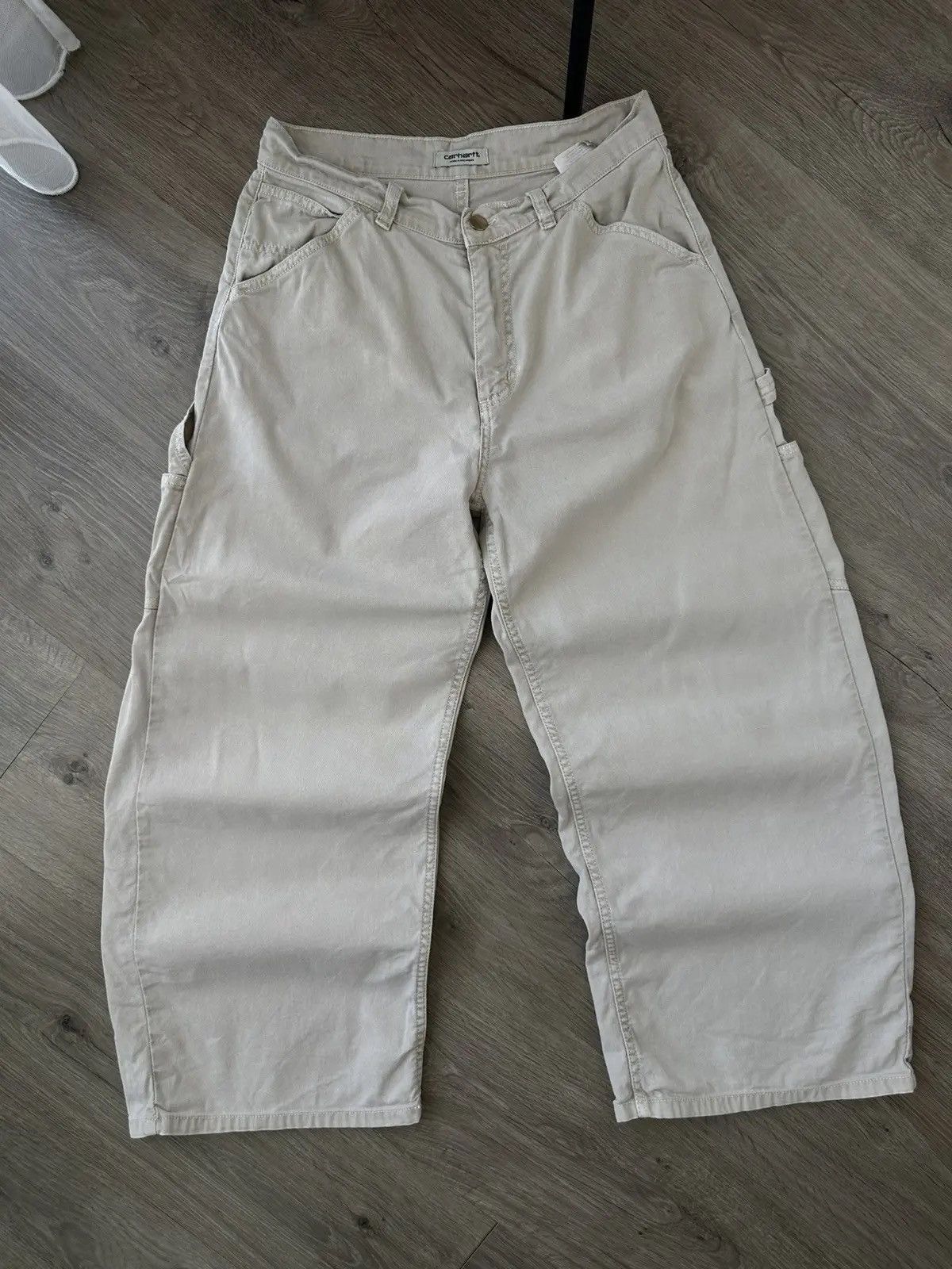 Carhartt Wip Vintage Carhartt Cropped Beige Wide Carpeted Women Pants Size US 27 - 4 Thumbnail