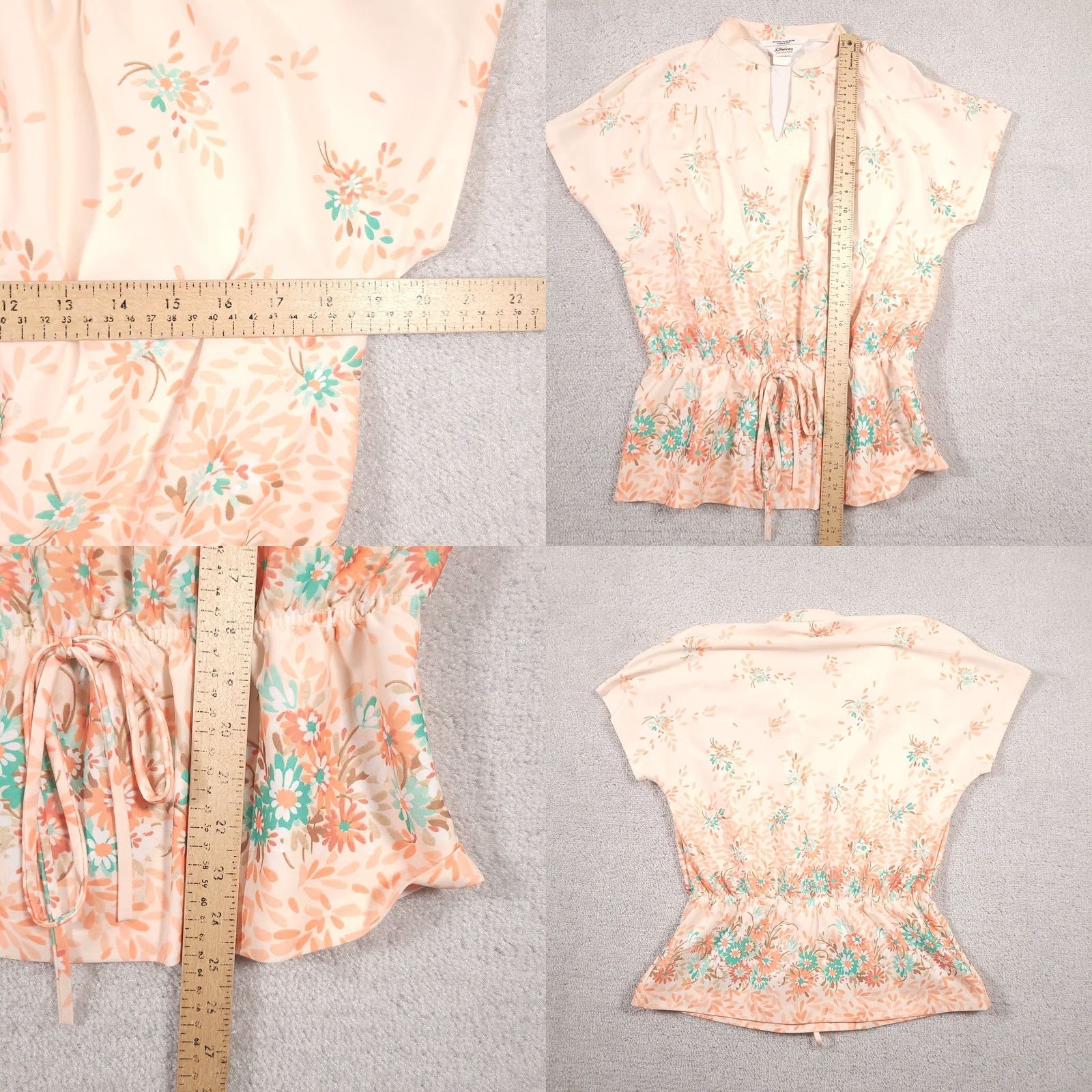 Vintage VINTAGE J. C. Penney Shirt Women's 8 Floral Stretch Elastic Cinched Waist V-Neck Blouse Size M / US 6-8 / IT 42-44 - 8 Thumbnail