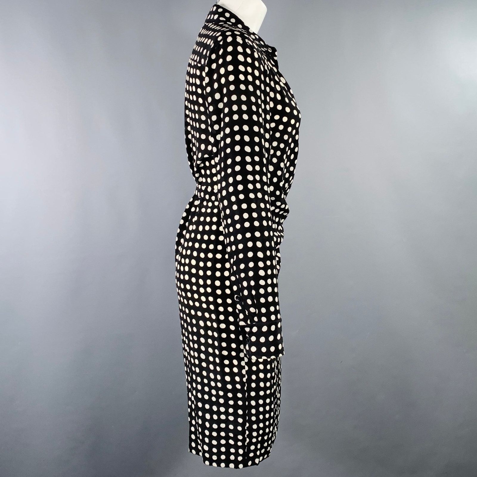 Max Mara MAX MARA Size 4 Black White Silk Polka Dot Wrap Dress Size S / US 4 / IT 40 - 3 Thumbnail