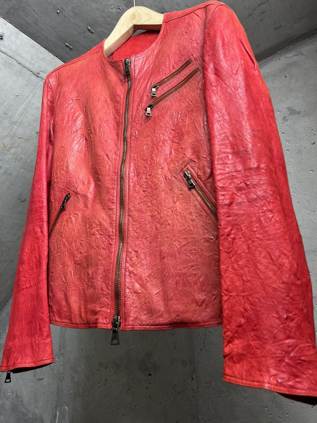 John Varvatos Crinkled Leather Racer Size US M / EU 48-50 / 2 - 2 Thumbnail