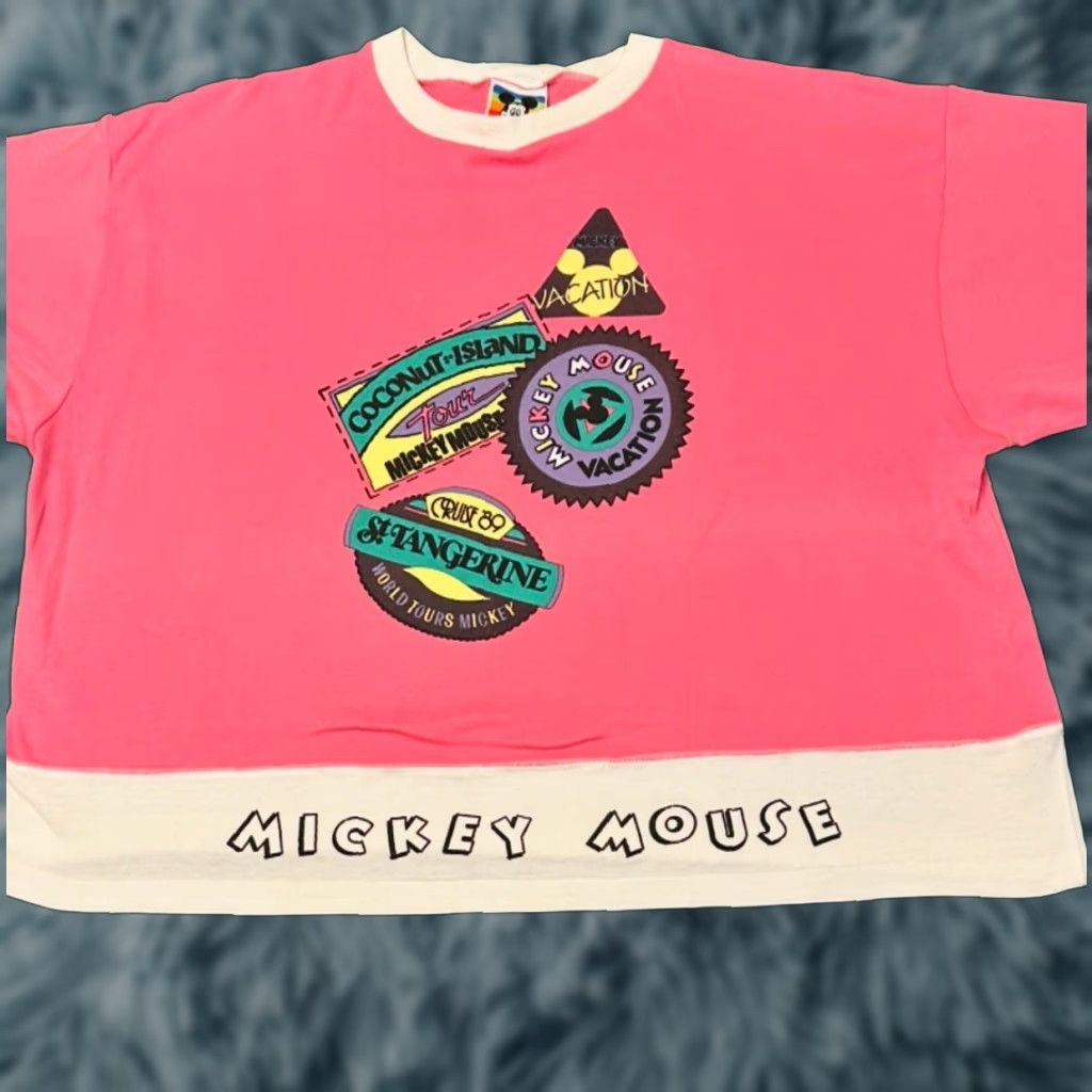 Disney VINTAGE Disney Mickey Mouse Cruise 80s 90s VTG Shirt Size L Pink Crop Fit Men T-Shirt Short Sleeve Cartoon USA Womens Mens Size US L / EU 52-54 / 3 - 1 Thumbnail