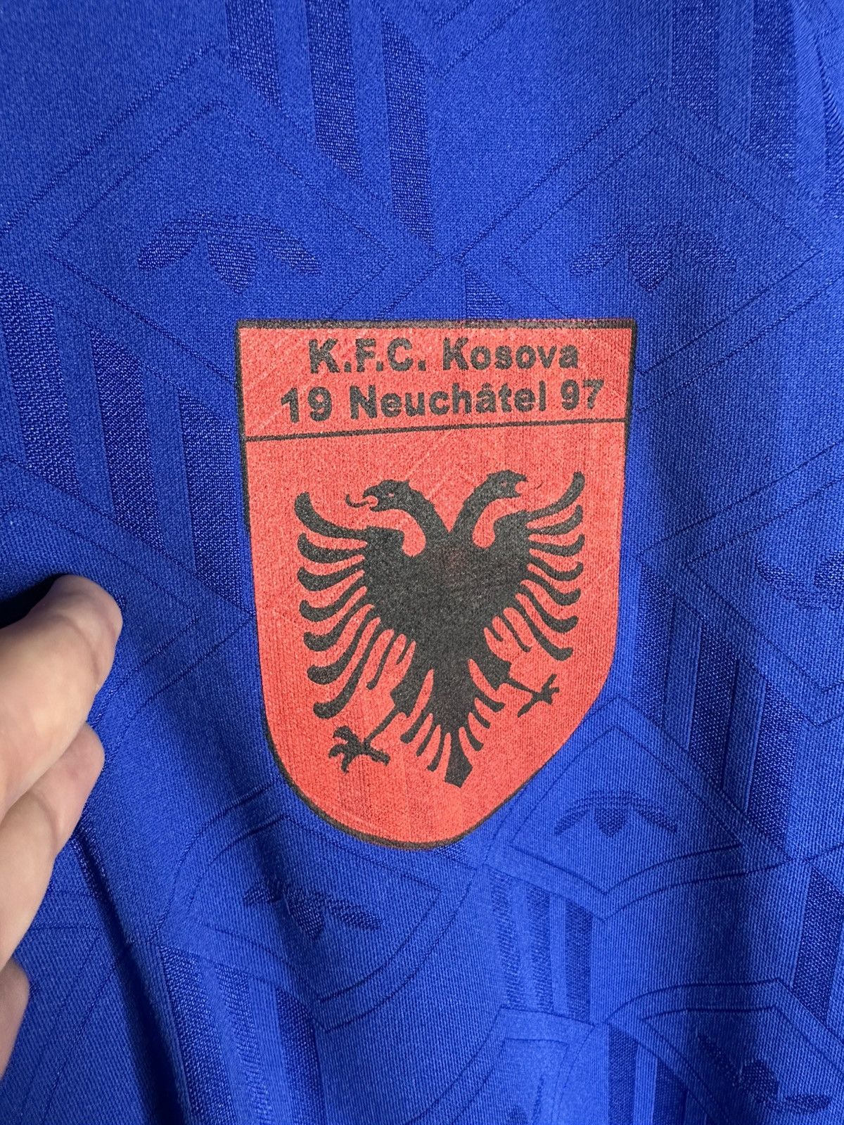 Adidas Adidas Vtg 90s KFC Kosova Neuchatel 97 Football Shirt #14 Size US L / EU 52-54 / 3 - 3 Thumbnail