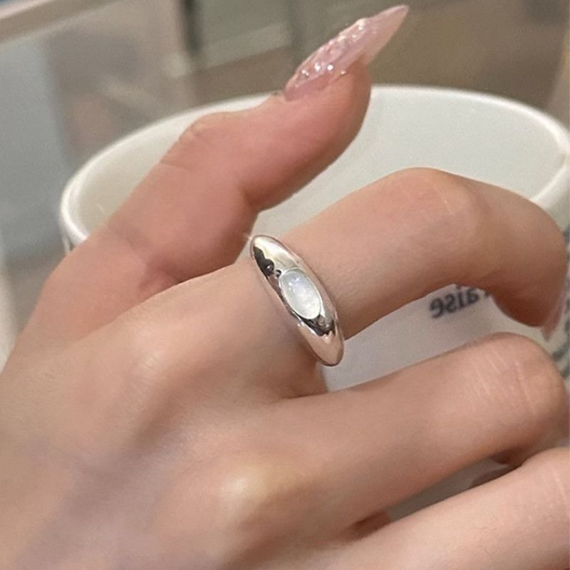 Jewelry Creative Minimalist Moonstone Ring Size ONE SIZE - 2 Thumbnail