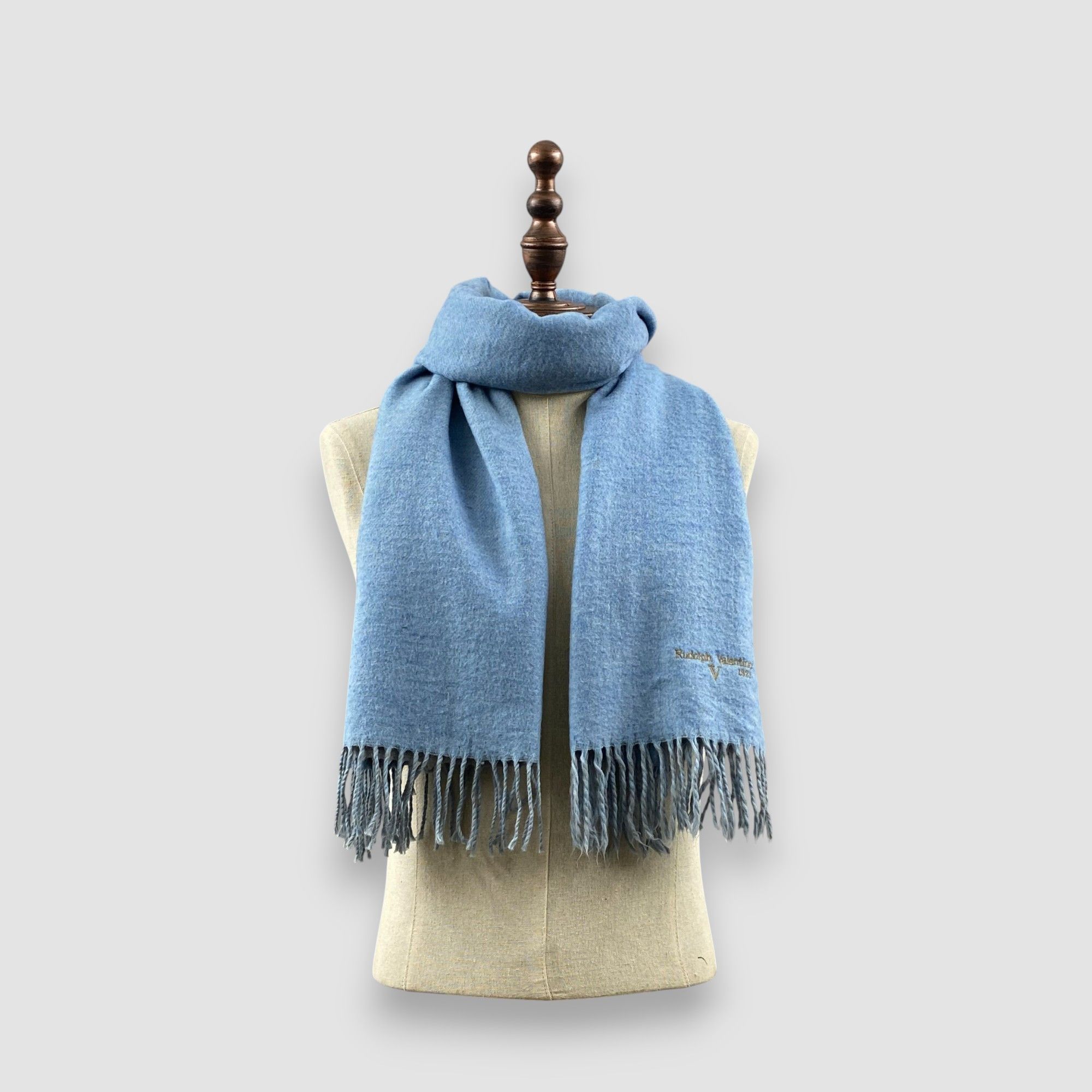 Japanese Brand Vintage Rudolph Valentino Scarf Muffler Fringe Wool Scarves Size ONE SIZE - 1 Thumbnail