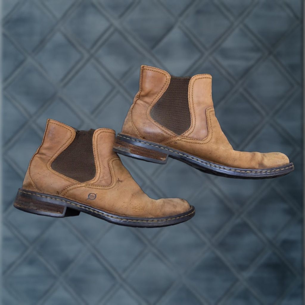 Born Born Goff Mens Chelsea Boots 10 Leather Ankle Casual Brown Square Toe Pull On нет Size US 10 / EU 43 - 1 Thumbnail