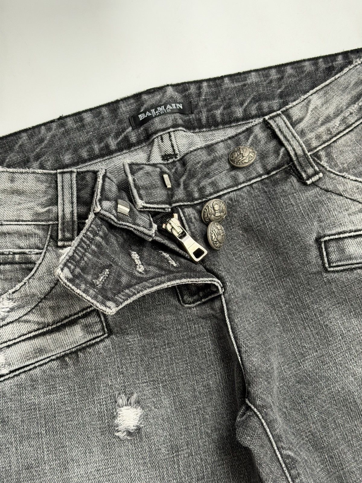 Balmain BALMAIN Decarnin FW2010 Flared Biker Buttoned Ripped Jeans Size US 28 / EU 44 - 15 Thumbnail