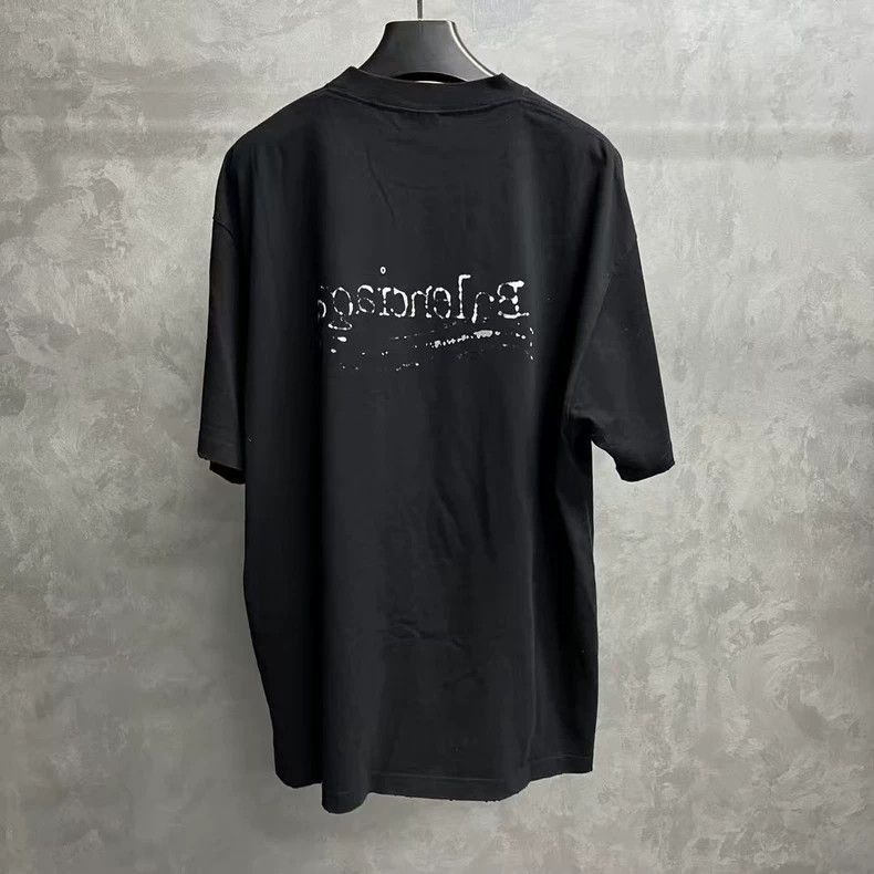 Balenciaga Balenciaga Black Letter Print Short Sleeve TShirt-2505 Size US XL / EU 56 / 4 - 4 Thumbnail