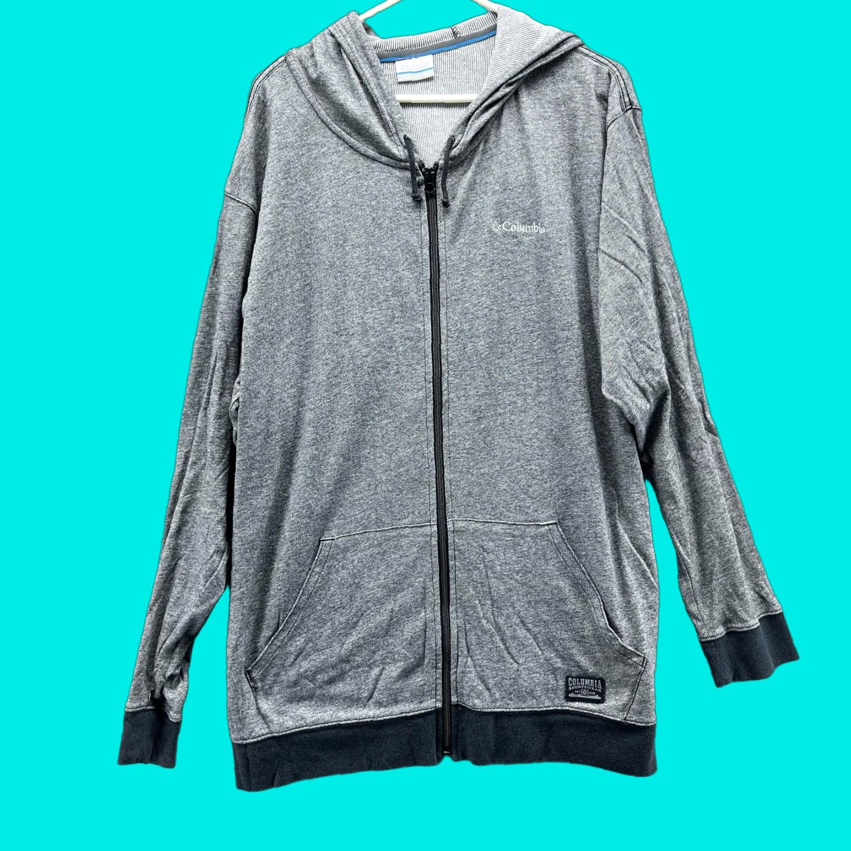 Logo 7 Columbia Hoodie Mens 2XL Gray Full Zip Knit Sweatshirt Pockets Casual Logo Zip Front Crow Neck Crew Neck Size US XXL / EU 58 / 5 - 1 Thumbnail