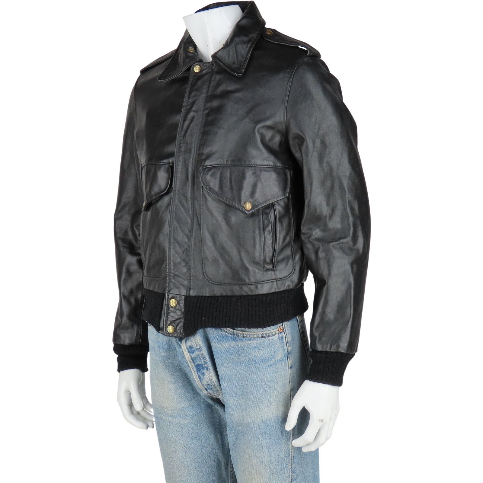 Vintage Vintage Lesco Motorcycle Bomber Military Leather Jacket Size US S / EU 44-46 / 1 - 5 Thumbnail