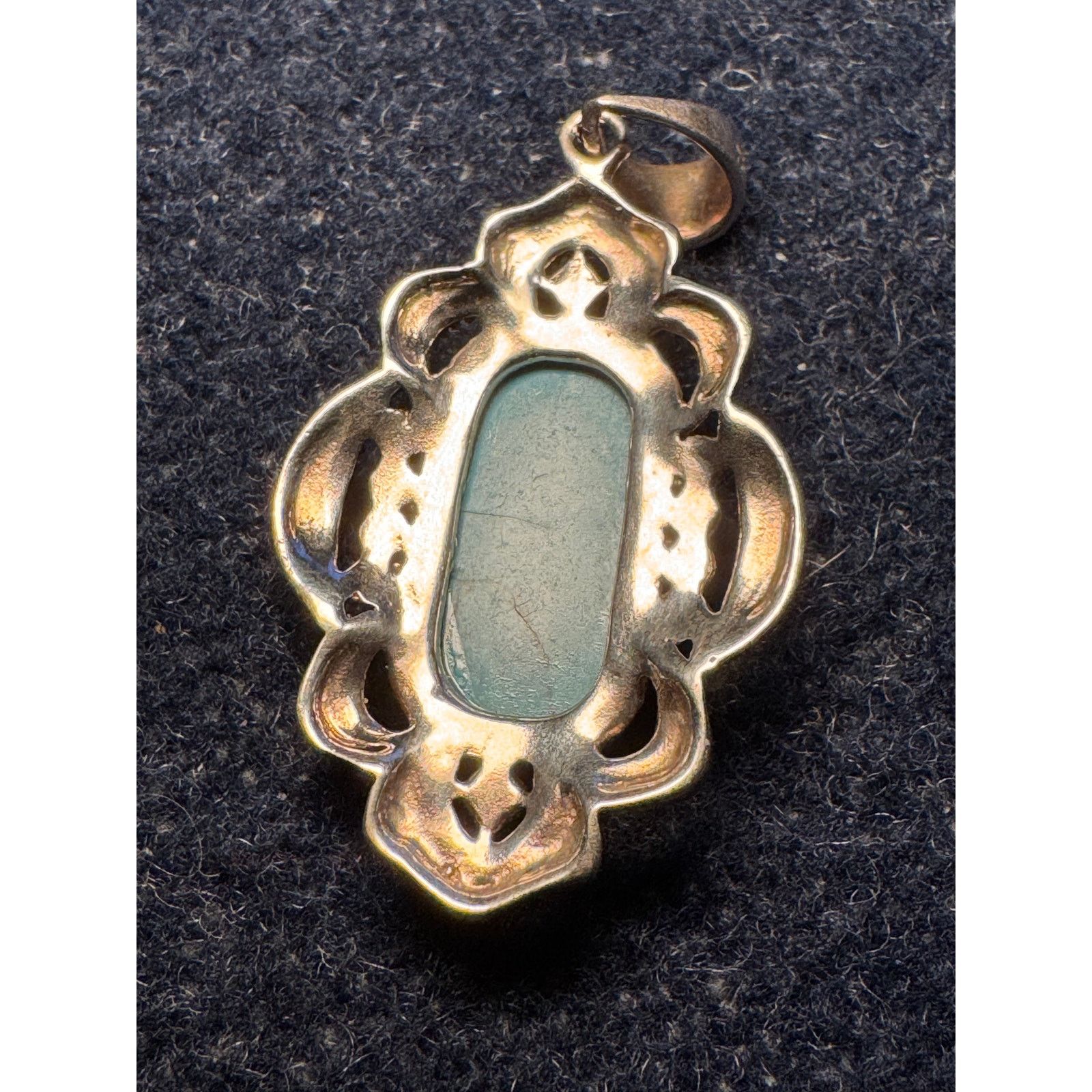 Other 925 Silver Rectangular Turquoise Cabochon Marcasite Pendant Size ONE SIZE - 4 Thumbnail