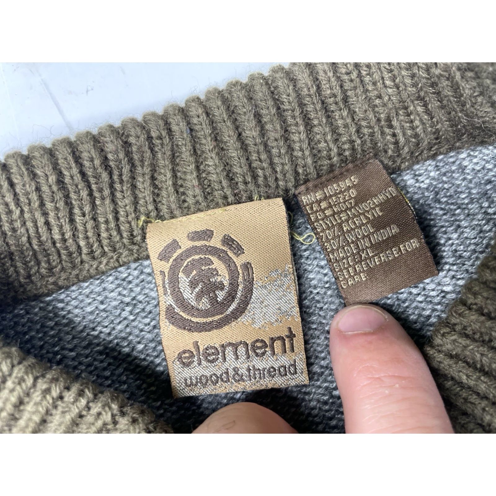 Element VINTAGE Element Sweater Mens XL Brown Gray Spell Out Logo Wool Knit Crew Y2K Skate Size US XL / EU 56 / 4 - 4 Thumbnail