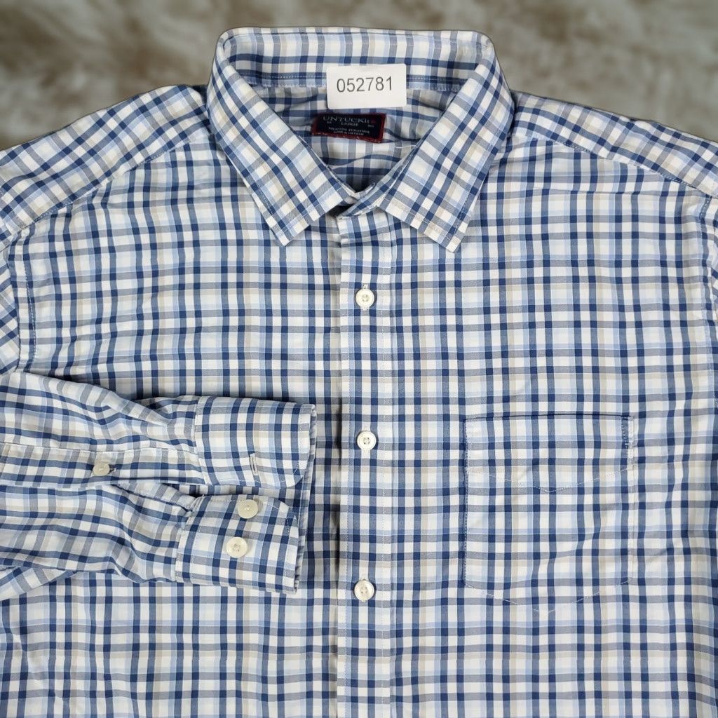 UNTUCKit UNTUCKit Shirt Mens L Blue Plaid Nylon Button Up Long Sleeve Casual Formal Business Workwear Size US L / EU 52-54 / 3 - 1 Thumbnail