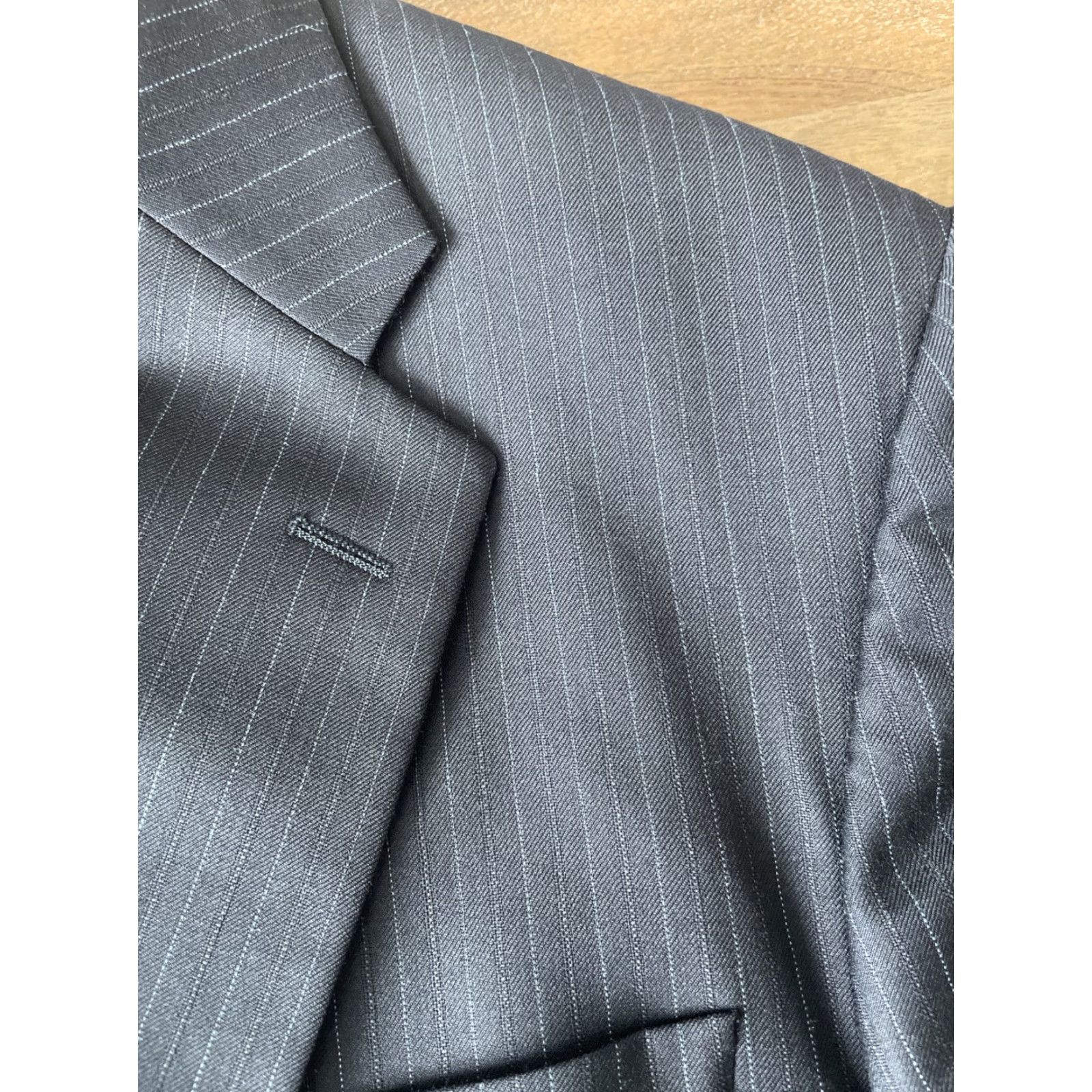 Vintage VINTAGE Hickey Freeman Black Pinstripe Sport Jacket Coat Mens 44R Blazer USA Size 44R - 4 Thumbnail