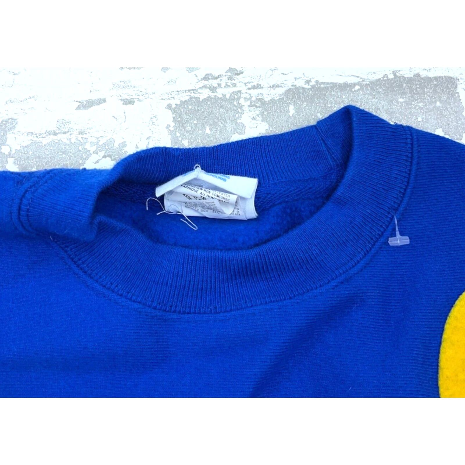 Champion Champion Sweatshirt Men XS Blue Yellow Crew Neck Sweater Reverse Weave Spell Out Sustainable? Size US XS / EU 42 / 0 - 5 Thumbnail