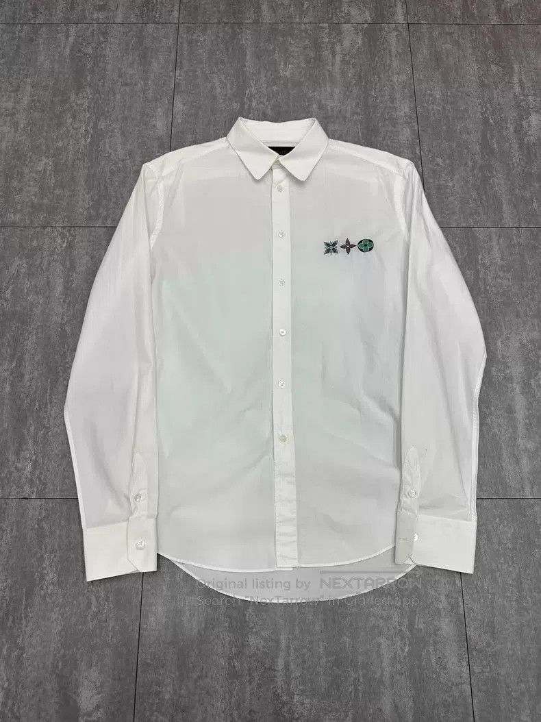 Louis Vuitton Louis Vuitton White Embroidered Long Sleeve Shirt Size US M / EU 48-50 / 2 - 1 Thumbnail