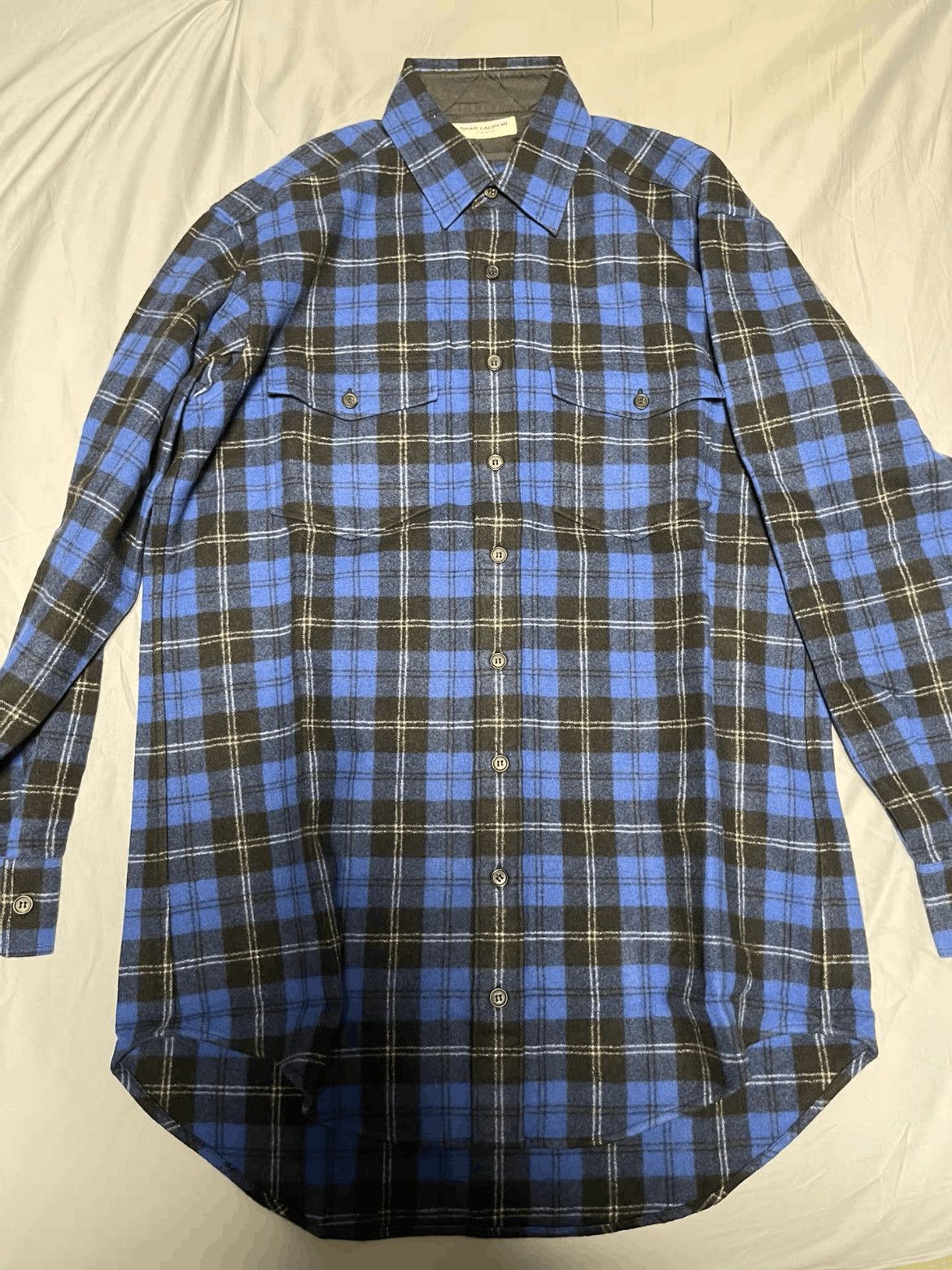 Saint Laurent Paris Sz 38 Saint Laurent Paris 13AW OS Runway Blue Shirt Jacket Size US M / EU 48-50 / 2 - 1 Thumbnail