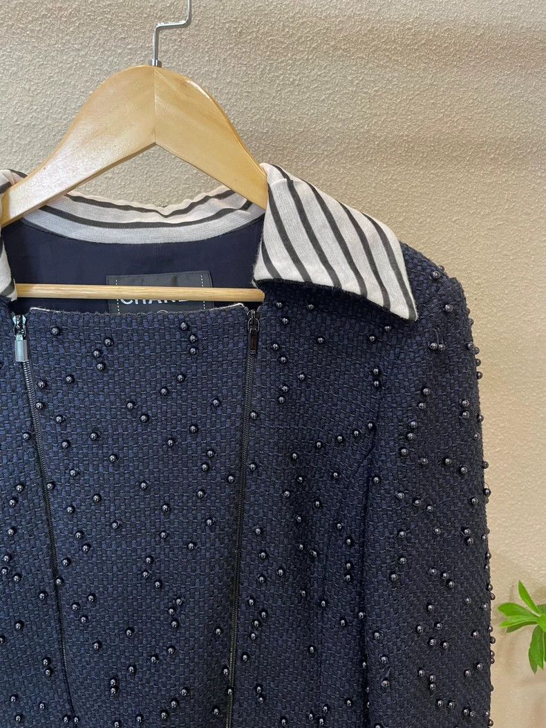 Chanel Chanel Dark blue double zipper beaded jacket Size XS / US 0-2 / IT 36-38 - 3 Thumbnail