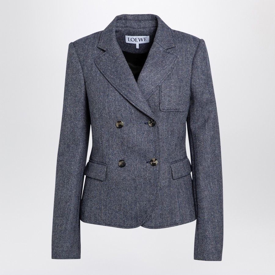 Loewe o1d2blof0824 Melange Wool Double-Breasted Jacket in Grey Size S / US 4 / IT 40 - 1 Thumbnail