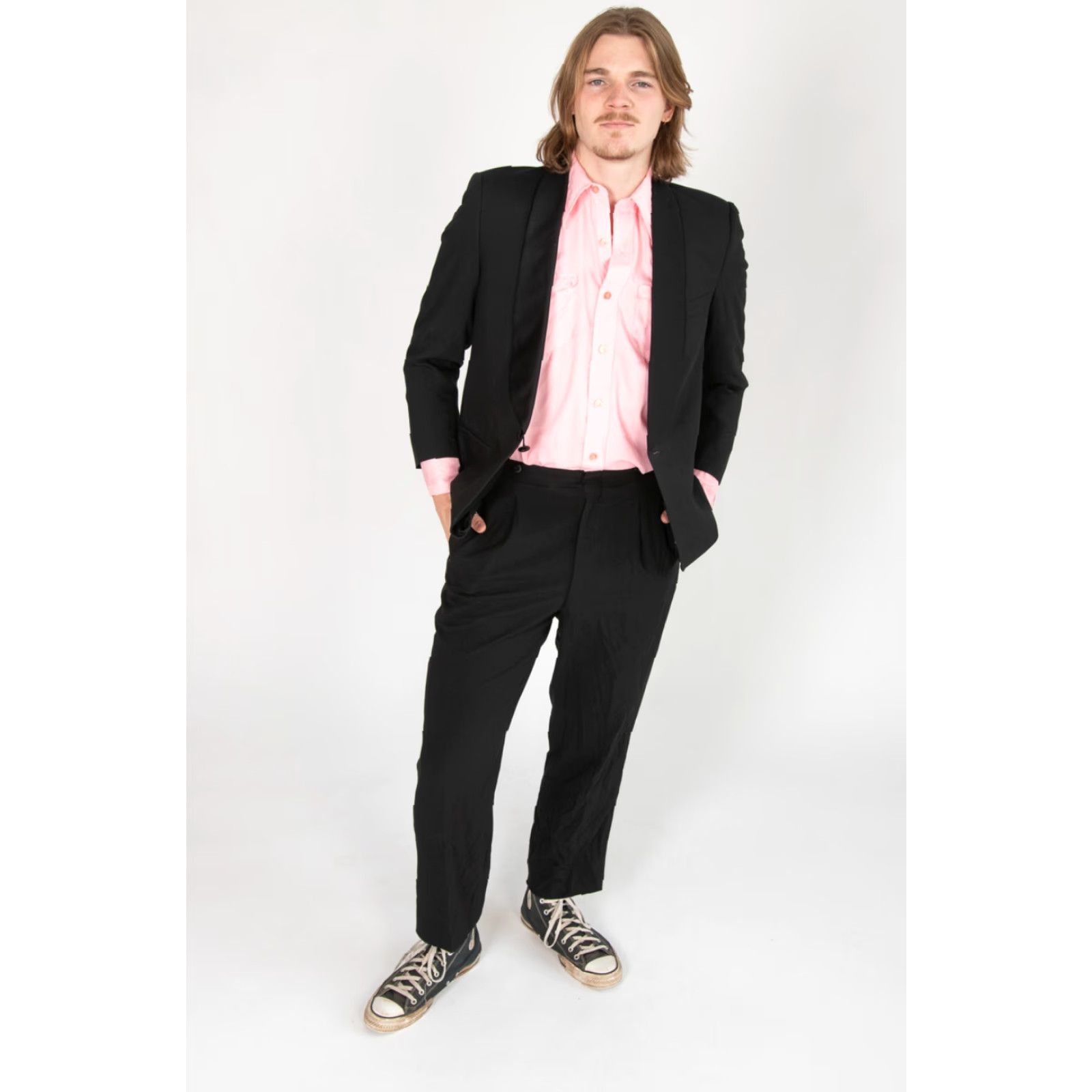 Vintage Baumler Black Tuxedo Jacket Medium Wool Blazer Formal Evening Coat Size 40R - 6 Thumbnail