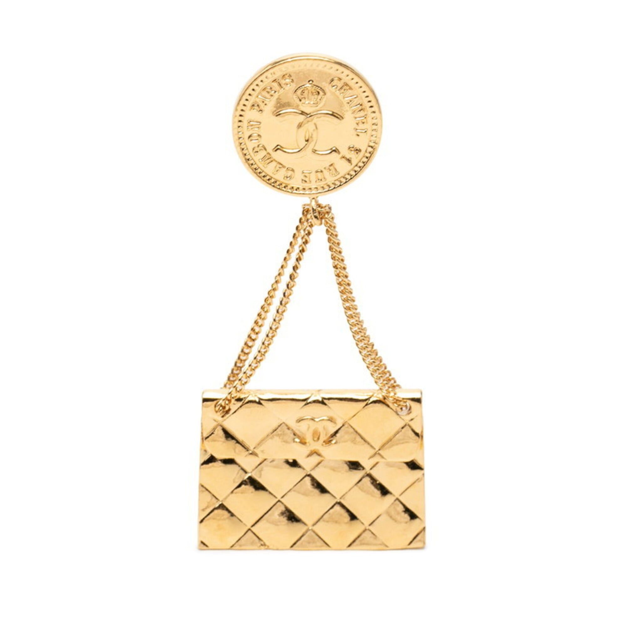 Chanel Chanel Coco Mark Matelassé Handbag Motif Brooch, Gold Plated, Women's CHANEL Size ONE SIZE - 1 Thumbnail