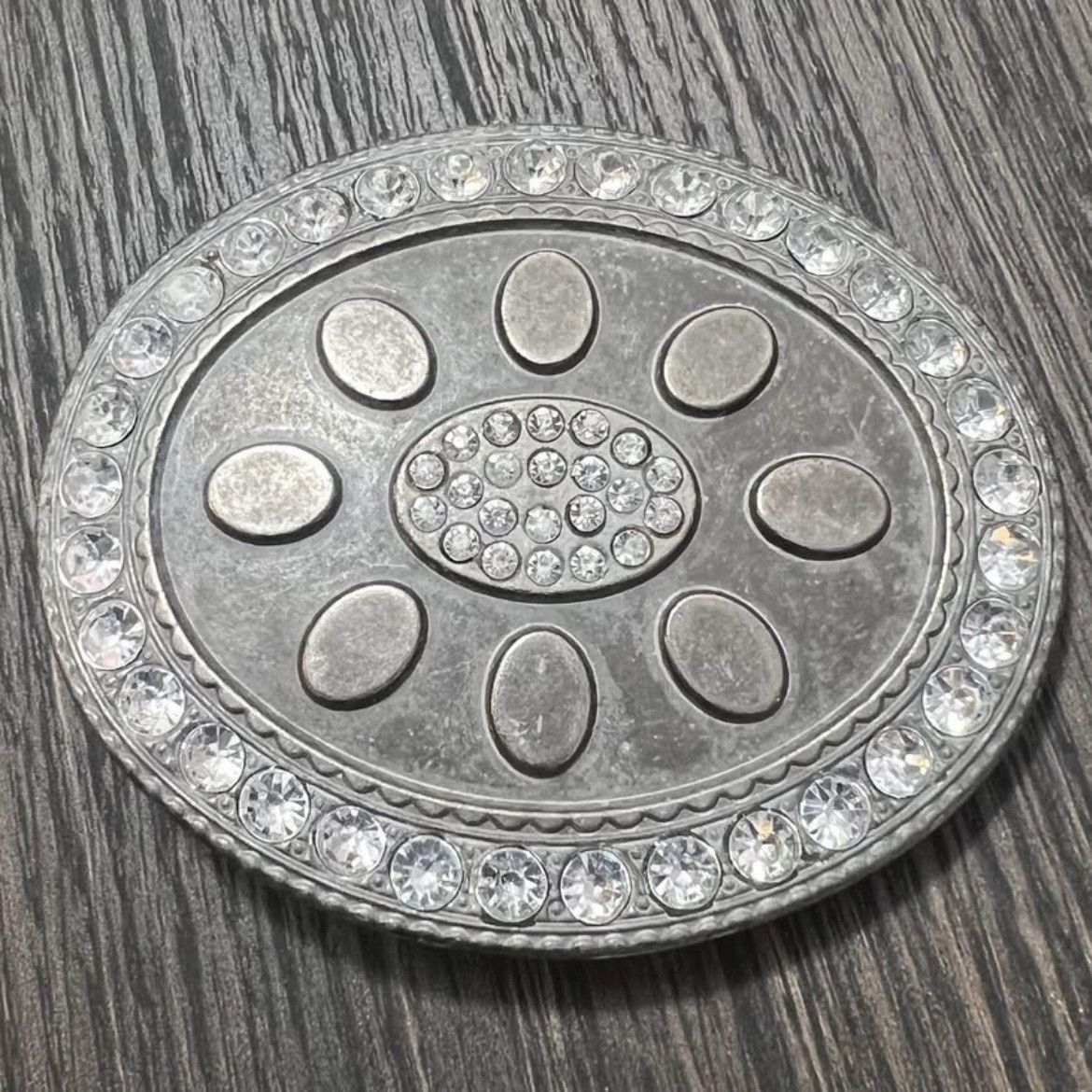 Other Vintage Western Rhinestone Antique Silver Metal Belt Buckle Size ONE SIZE - 3 Thumbnail