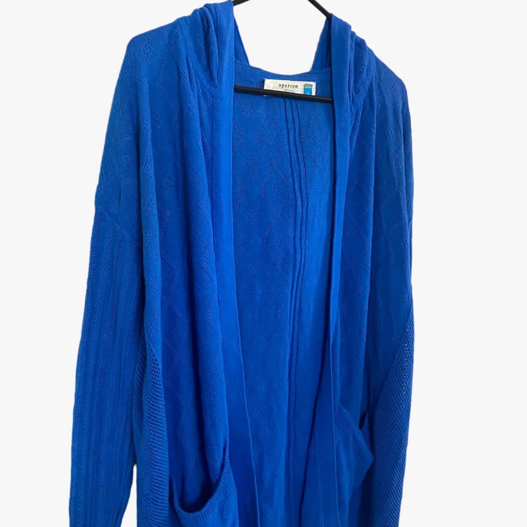 Arrow Sparrow Cardigan Sweater Open Front Drape Linen Blue Women Small Size S / US 4 / IT 40 - 4 Thumbnail