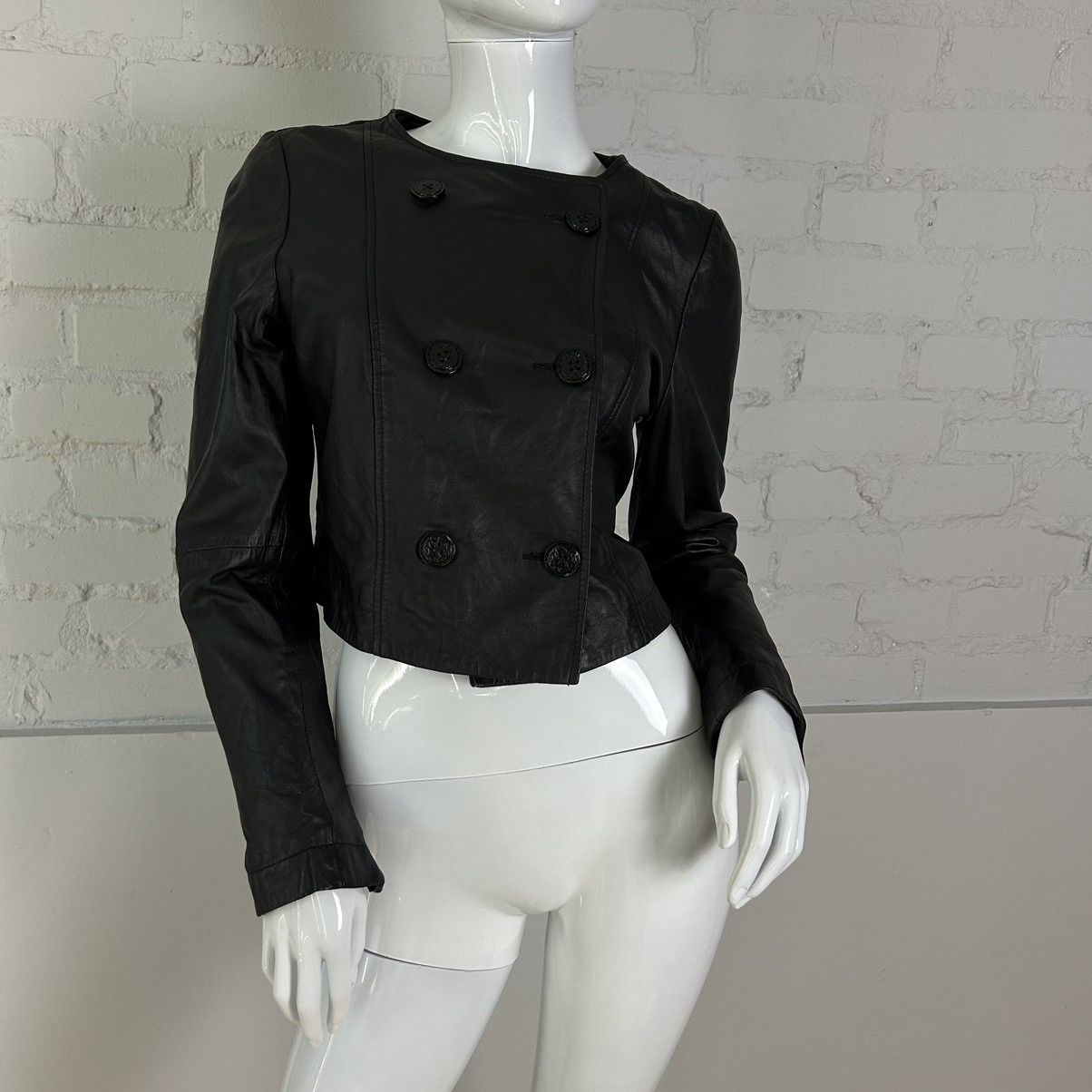 Vintage Insane leather cropped jacket with buttons Size XS / US 0-2 / IT 36-38 - 2 Thumbnail