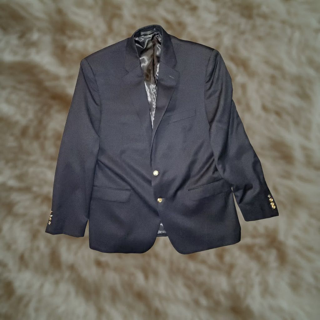Ralph Lauren Lauren Ralph 2 Piece Mens 42 Blue Wool Blazer Men 42R Single Breasted Button Sleeve Size 42R - 1 Thumbnail