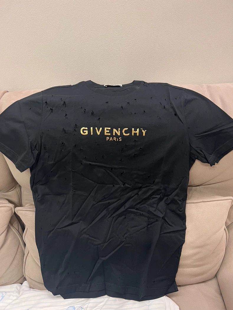 Givenchy White Print with Red Embroidery Logo Short Sleeve