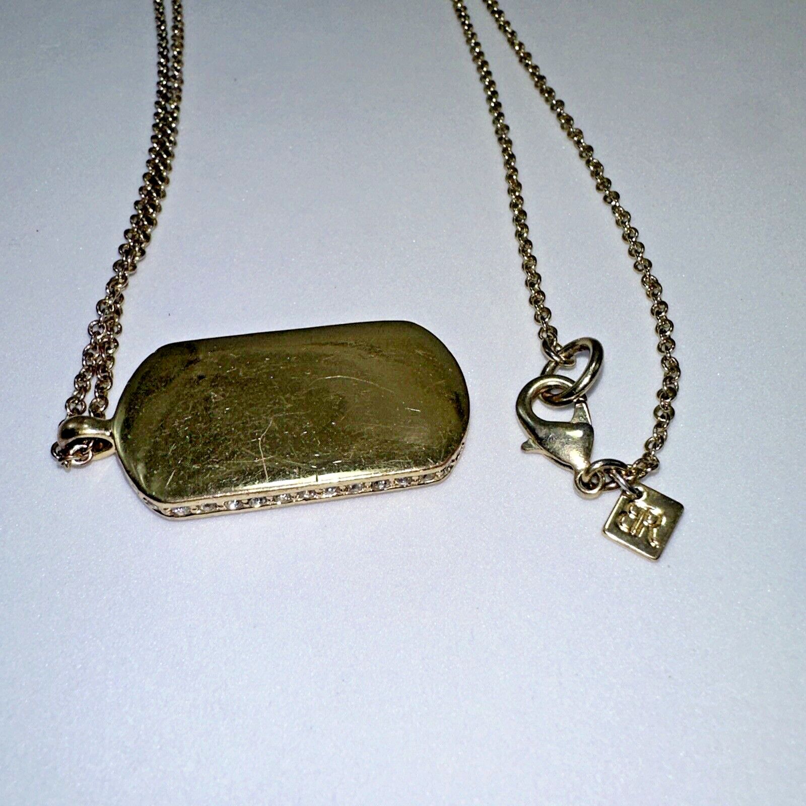 Banana Republic Banana Republic Marked Dog Tag I.D. Gold Rhinestone Necklace Size ONE SIZE - 5 Thumbnail