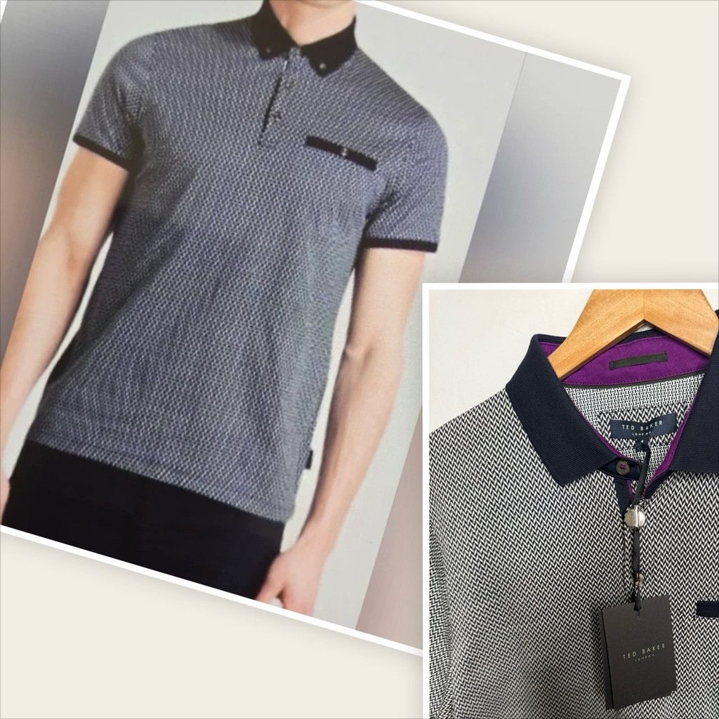 Ted Baker NWT Ted Baker collared contrast jacquard blue polo shirt Lg Size US L / EU 52-54 / 3 - 1 Thumbnail