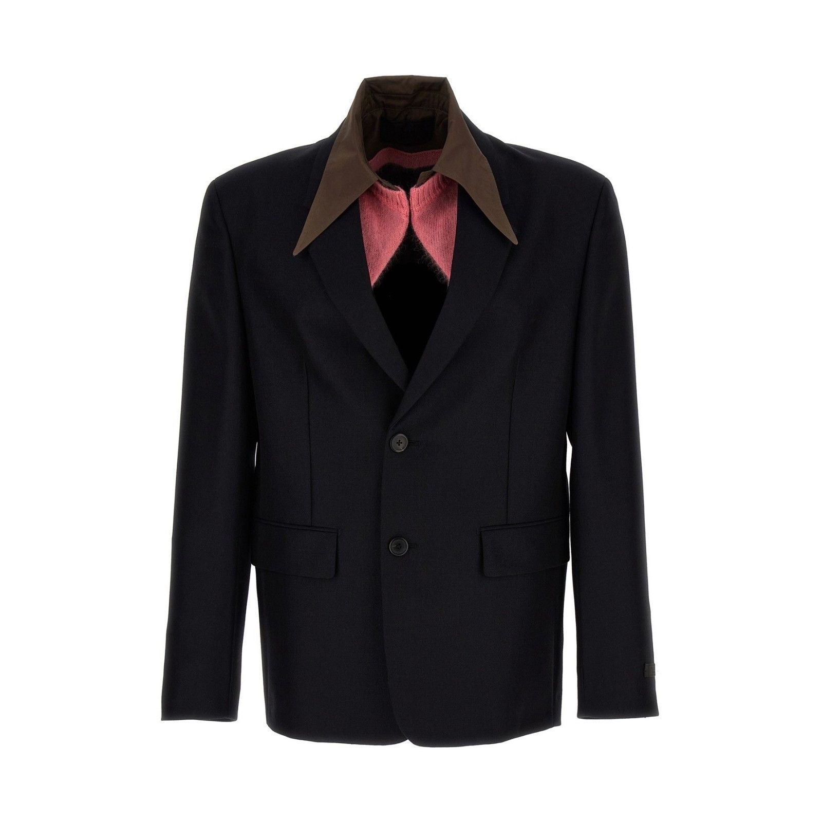 Prada PRADA Removable Collar Single-Breasted Blue Wool Blazer Jack Size US M / EU 48-50 / 2 - 1 Thumbnail