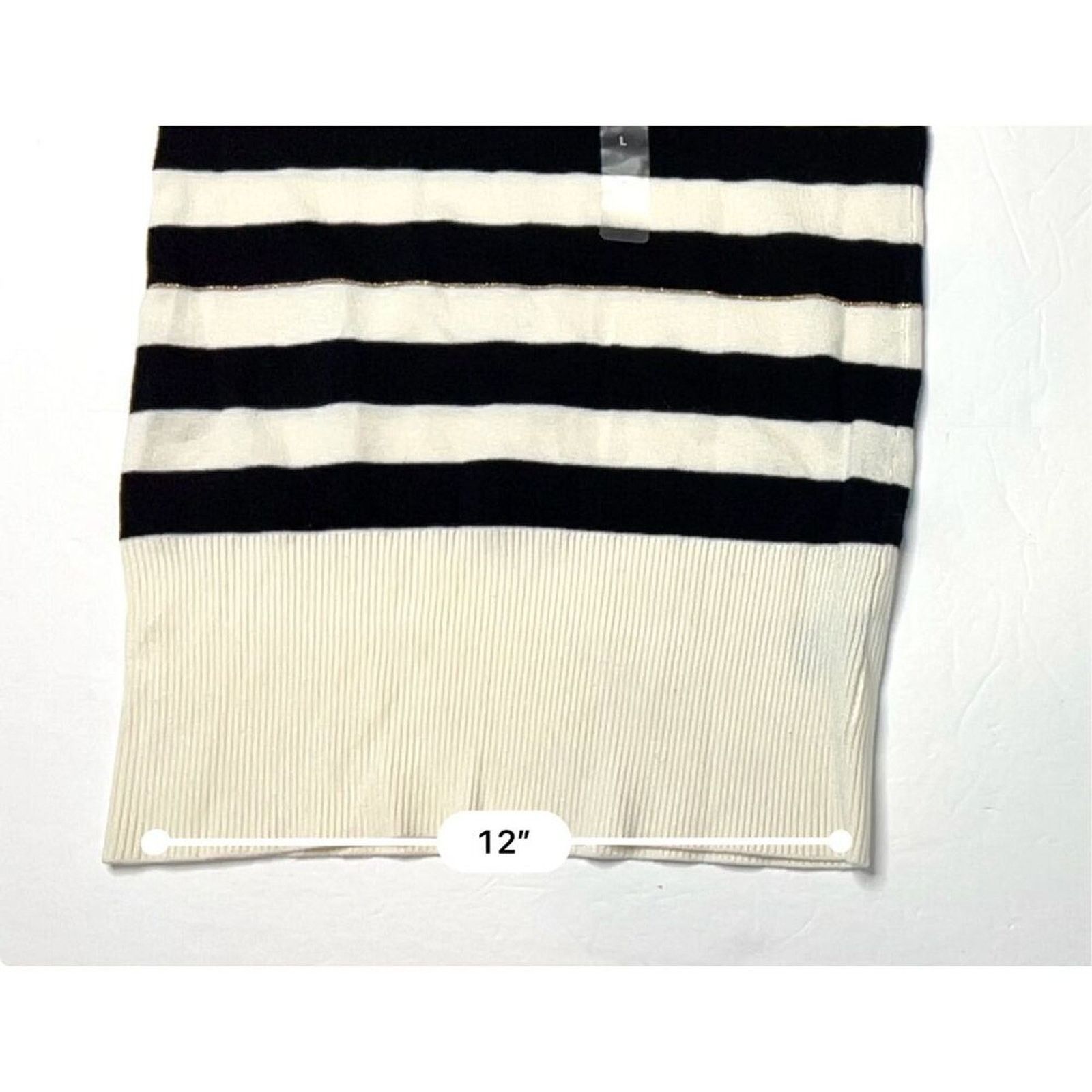 Guess Guess Black White Metallic Gold Thread Long Sweater LARGE Size L / US 10 / IT 46 - 7 Thumbnail