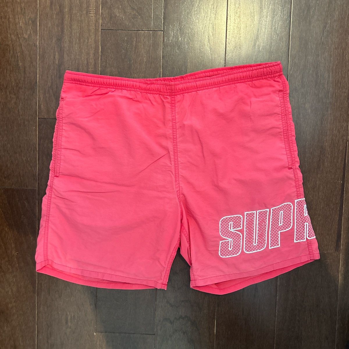 Supreme Supreme Logo Appliqué Water Shorts Red SMALL | Grailed