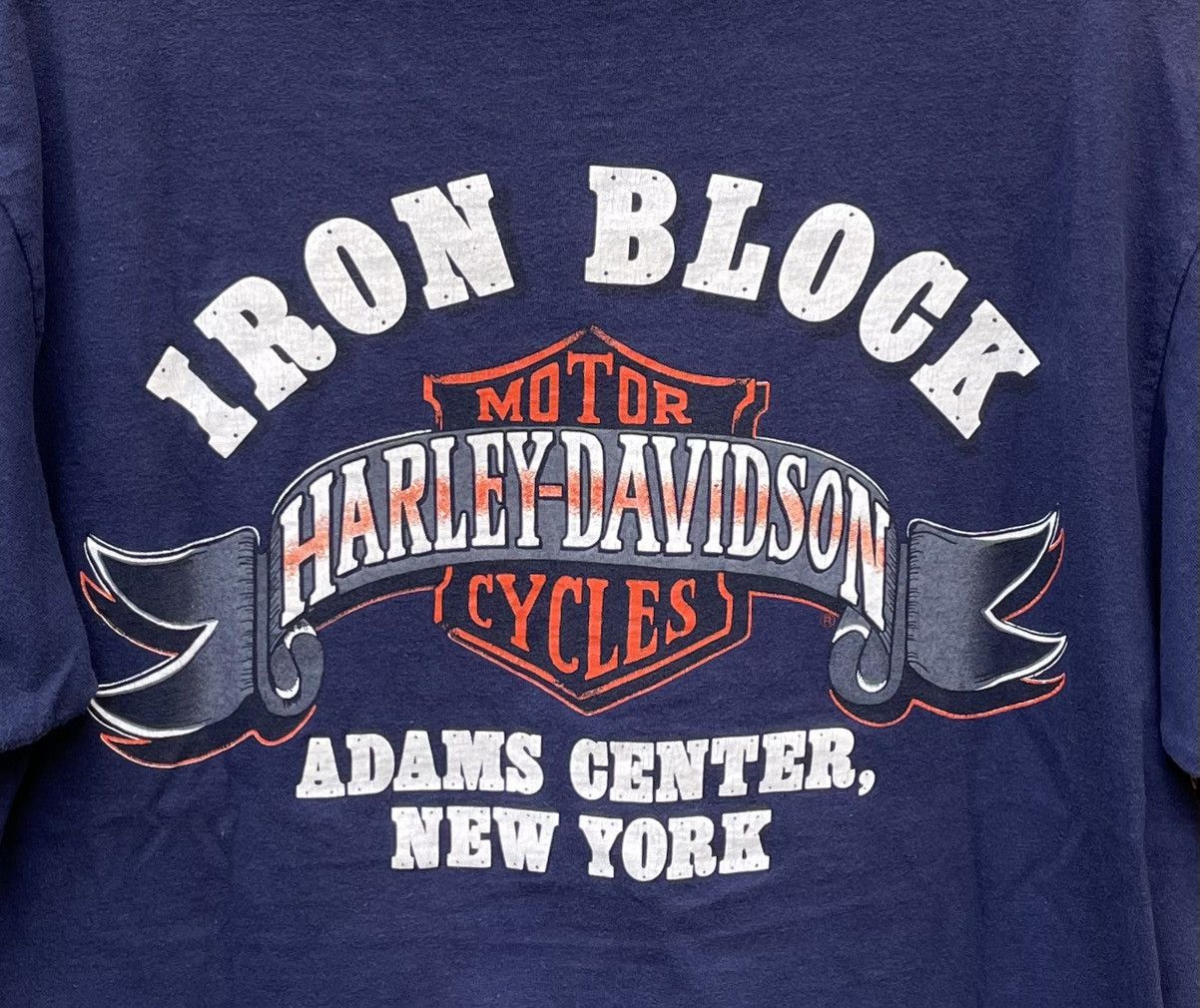 Harley Davidson 90s Harley Davidson Iron Block HD Adams Center NY T Shirt Size US L / EU 52-54 / 3 - 6 Thumbnail