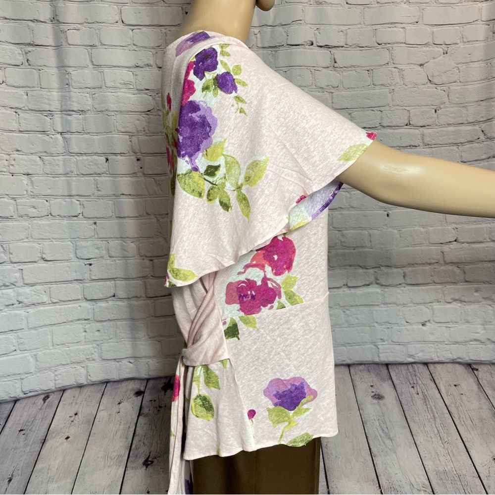 Lauren Ralph Lauren NWT New Lauren Ralph Lauren Linen Floral Flutter Sleeve Top Size L / US 10 / IT 46 - 4 Thumbnail