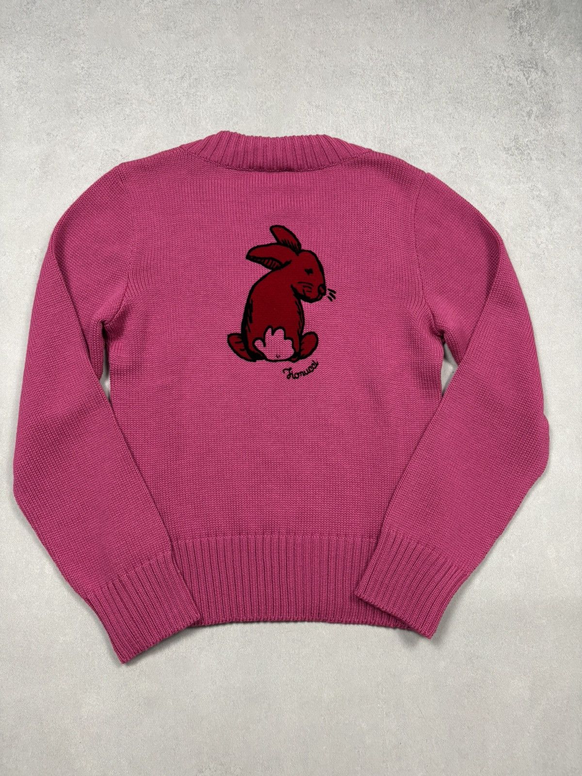 Fiorucci Fiorucci Pink Bunny Knit Sweater Wool Blend V Neck XL Y2K Size XL / US 12-14 / IT 48-50 - 1 Thumbnail