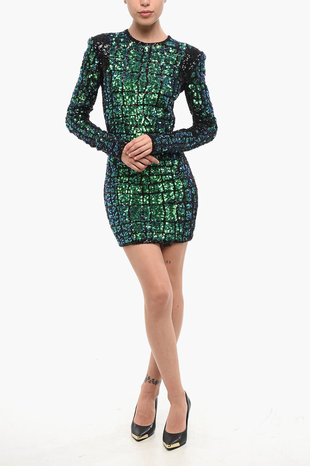 Balmain og1mm0326 Long-Sleeved Mini Dress in Multicolor Size S / US 4 / IT 40 - 1 Thumbnail