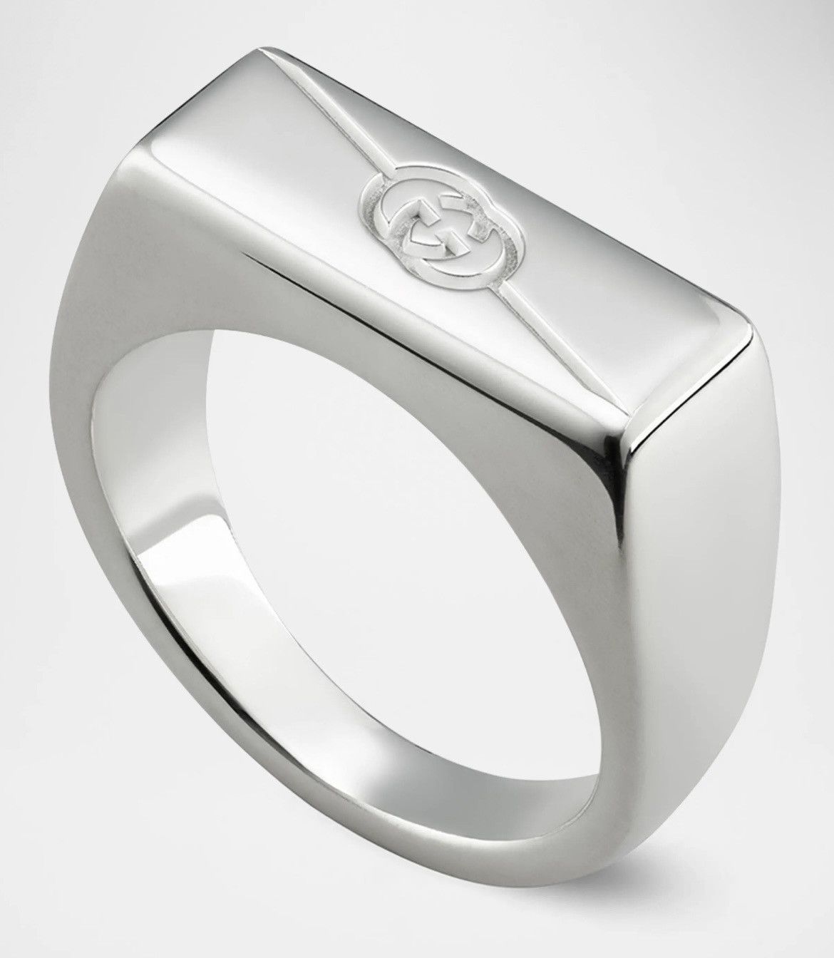 Gucci Gucci Diagonal Interlock G Tag Ring Chevalier 7.5mm AG 925 Size ONE SIZE - 1 Thumbnail
