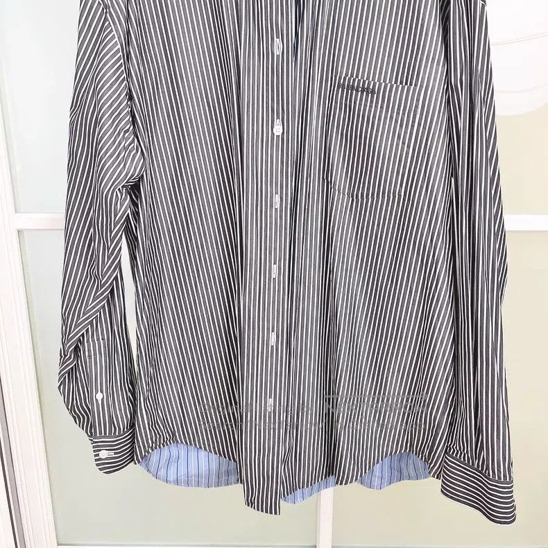 Balenciaga Balenciaga Double-Sided Black Blue Striped Shirt Size US S / EU 44-46 / 1 - 4 Thumbnail