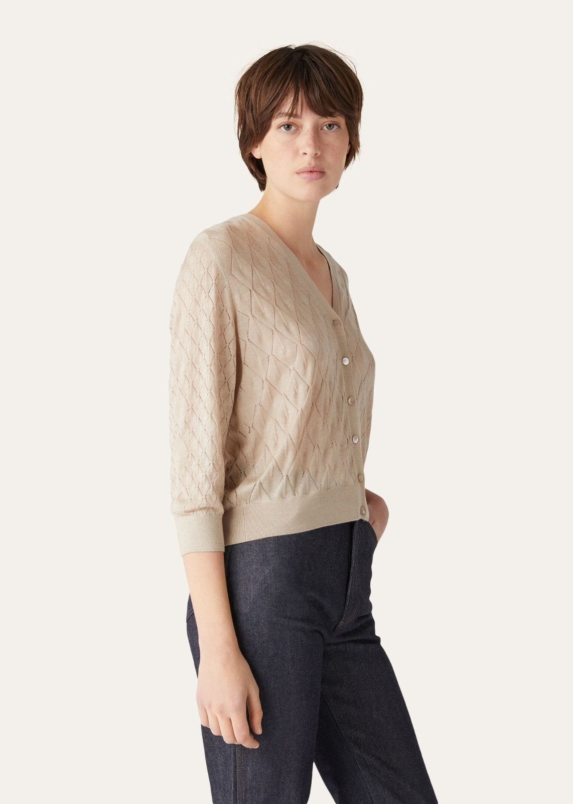 Loro Piana o1srvl11e0824 Piura Cashmere Cardigan in Light Brown Size M / US 6-8 / IT 42-44 - 3 Thumbnail
